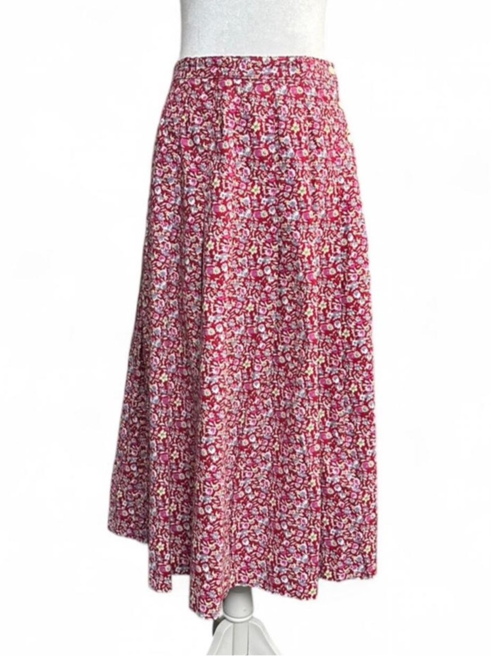 Vintage Laura Ashley cotton pleated floral midi skirt